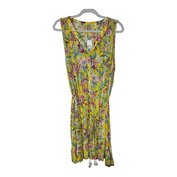 Loft Beach Sz XXL Floral Sundress Yellow w/Tie NWT Summer Beachy Vacation - Picture 2 of 9